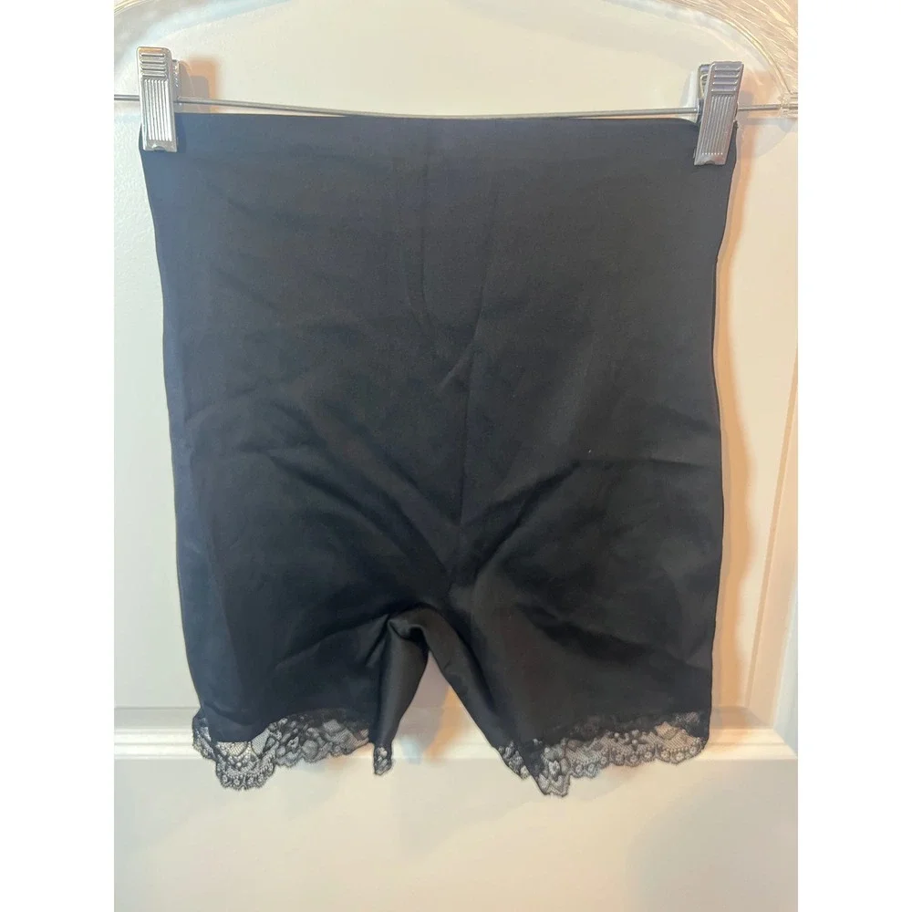 Nicole Miller Womens Shapewear Lace Trim High Waist Smoothing Black Size L